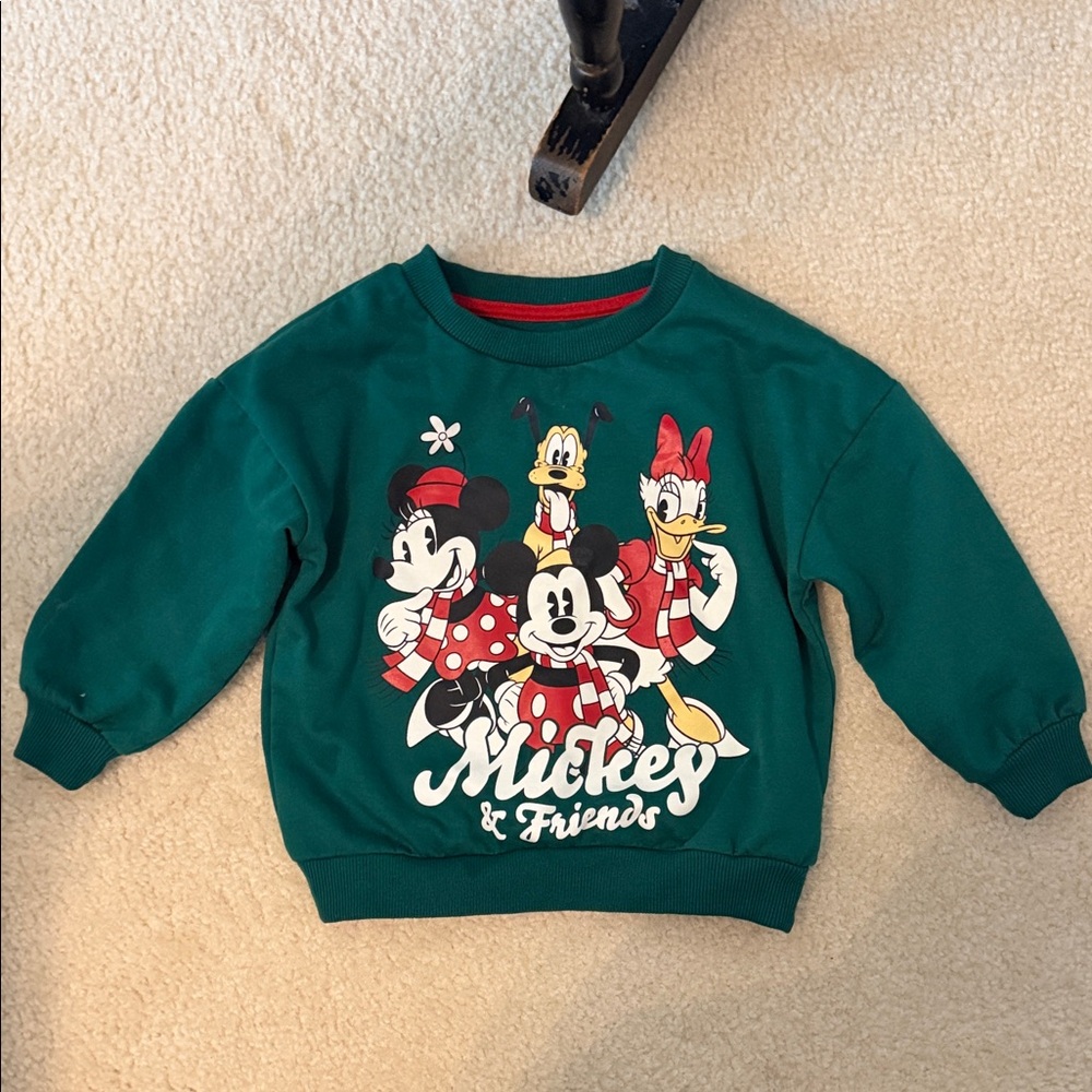 Disney Green Kids Sweatshirt with Mickey & Friends